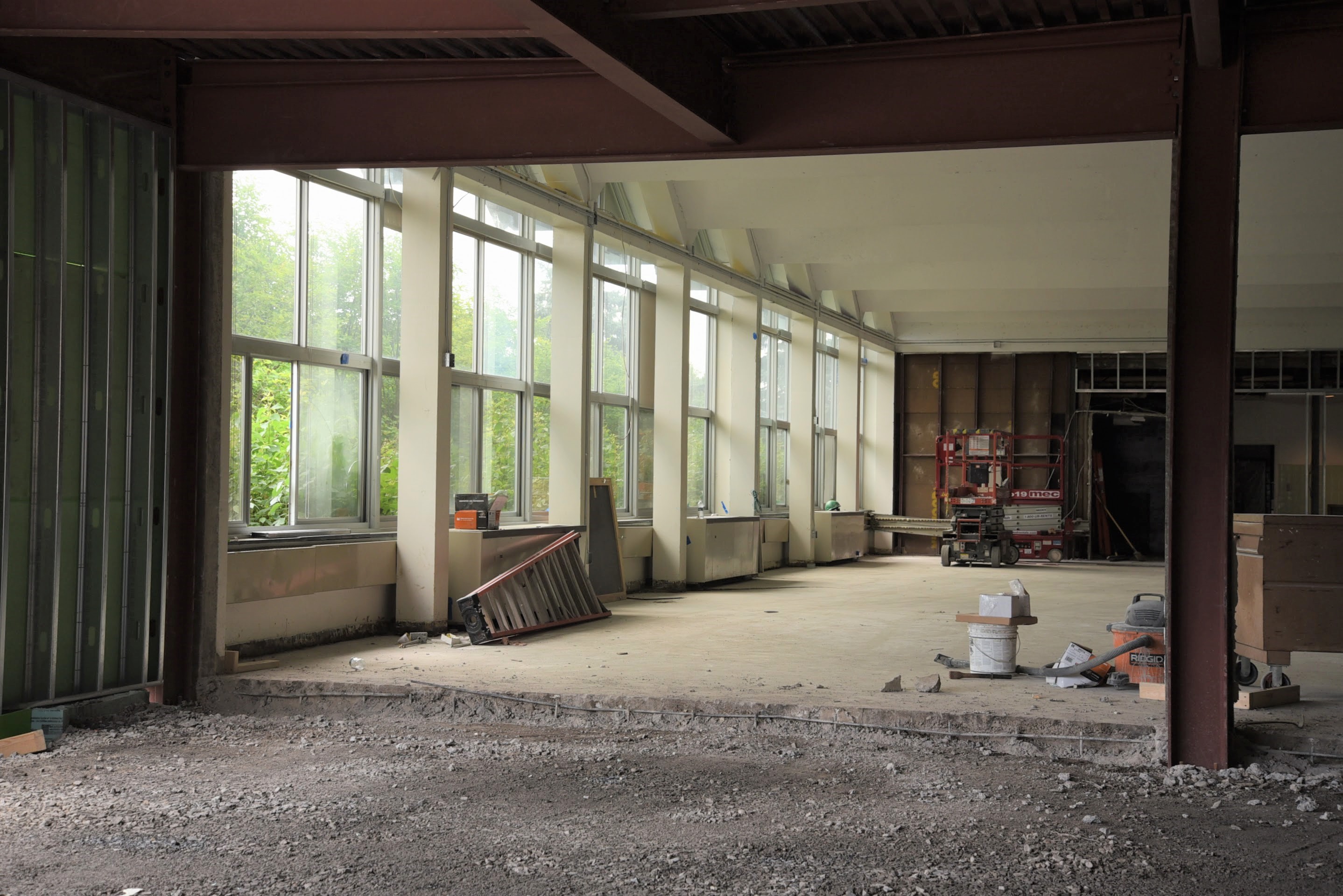 Dining Center during construction (focus on windows)