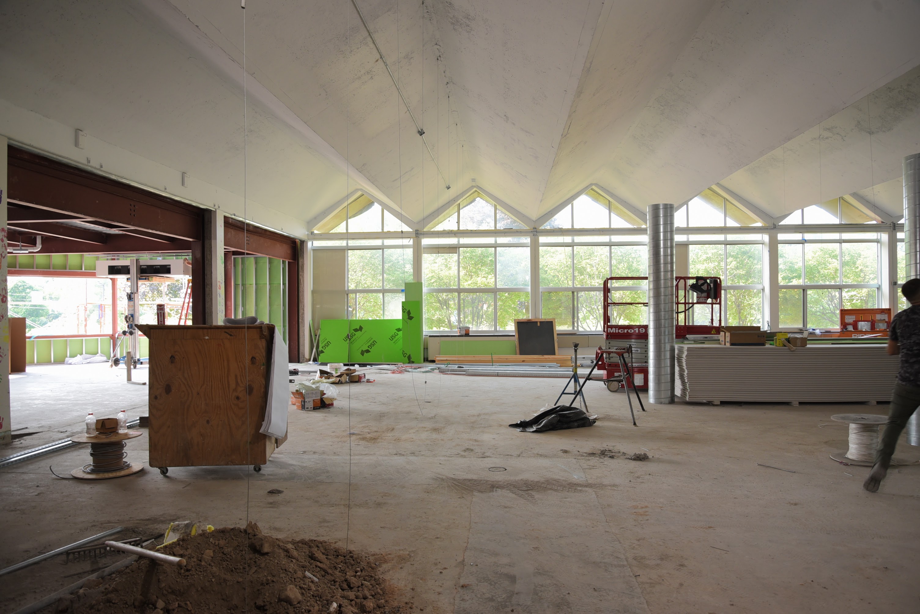 Dining Center during construction (focus on windows)