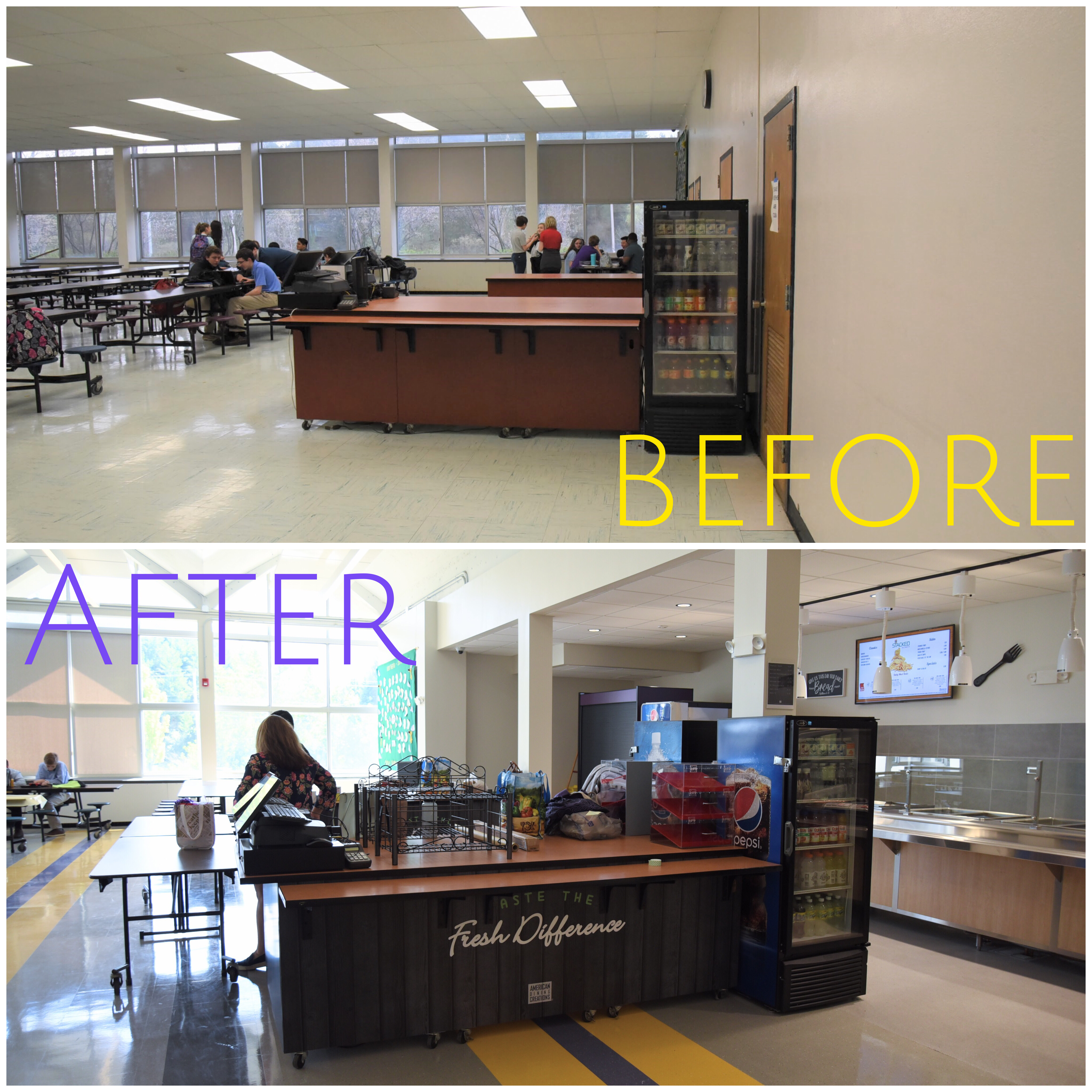 Dining Center before and after (of lunch line)